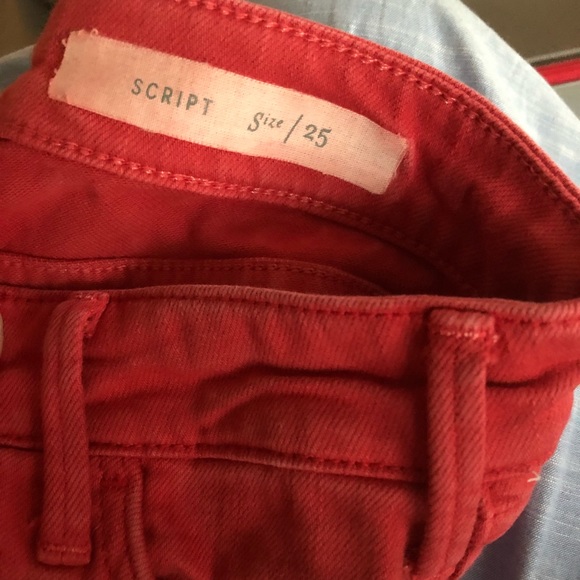 Anthropologie Pilcro Script Red Denim Jeans - Picture 2 of 2